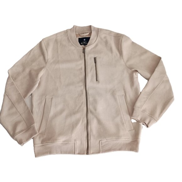 Ben Sherman Cream Tan Faux Suede Bomber Jacket Men’s Size L - Picture 5 of 15